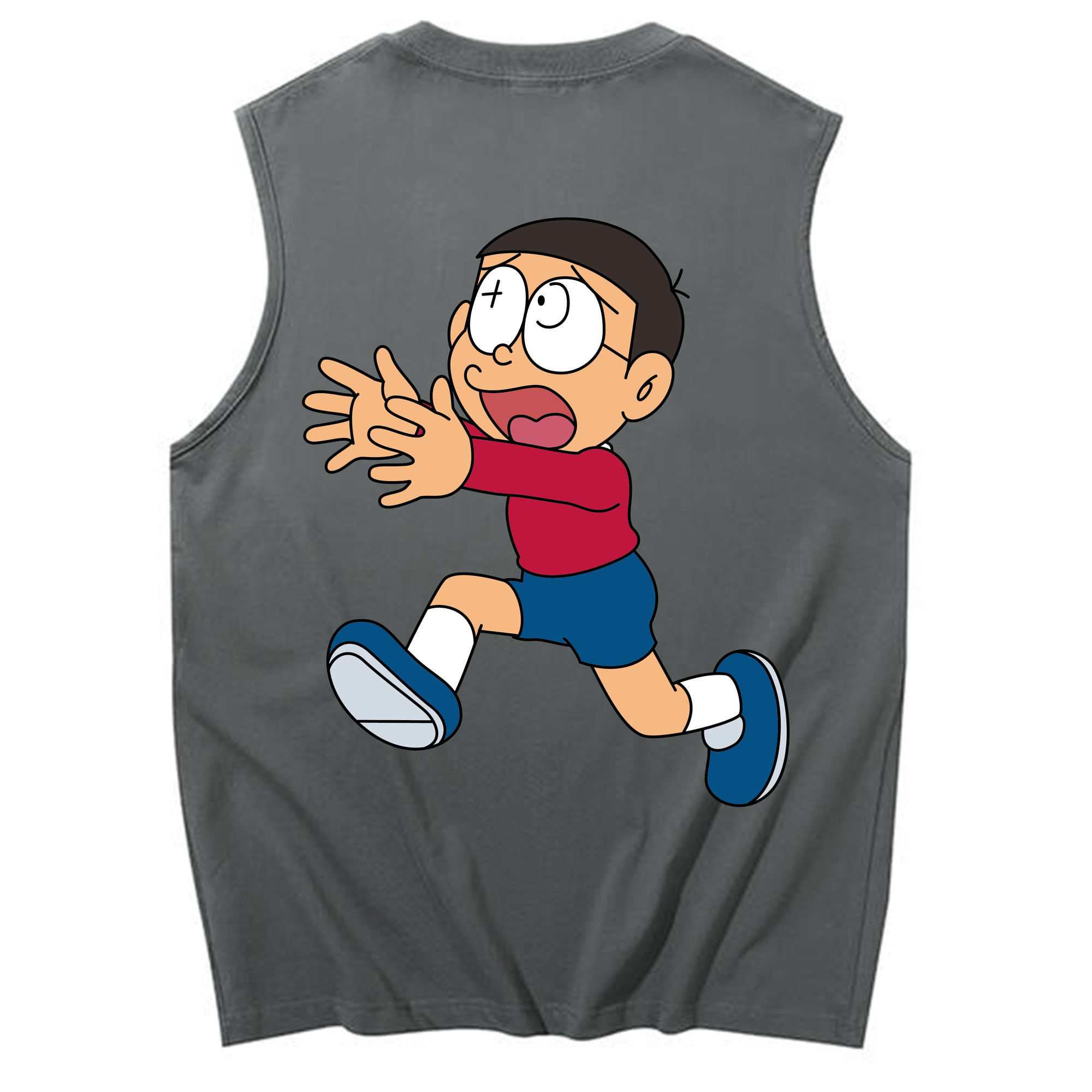 （画像用） ドラえもん 野比 のび太 Doraemon Nobita Nobi コットン100％タンクトップ（背面プリント）